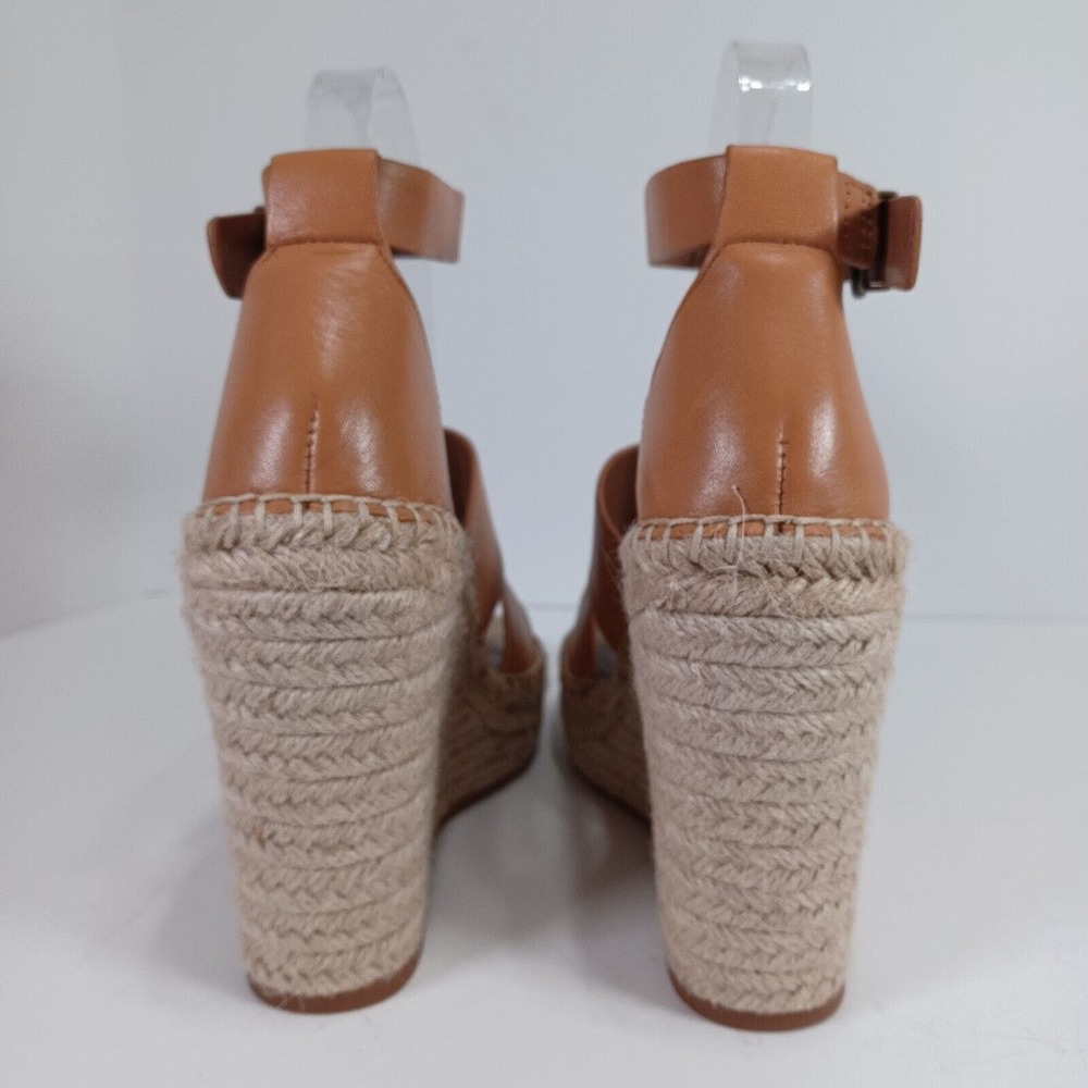 Treasure & Bond Size 7.5 SANNIBEL Tan Leather Jute Wedge Ankle Strap Sandal - Picture 3 of 10